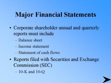 Major Financial Statements