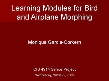 Learning Modules for Bird and Airplane Morphing