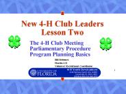 New 4-H Club Leaders Lesson Two