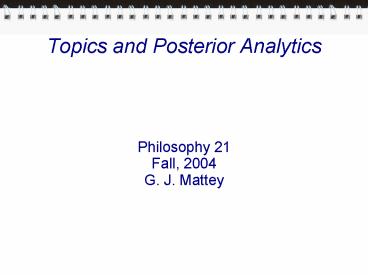 Topics and Posterior Analytics