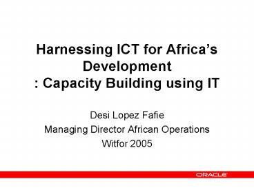 Harnessing ICT for Africa