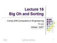 Lecture 16 Big Oh and Sorting
