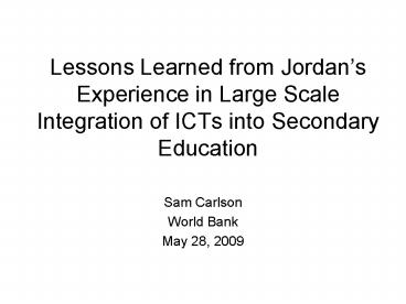 Lessons Learned from Jordan