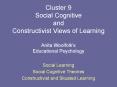 Cluster 9 Social Cognitive and Constructivist Views of Learning Anita Woolfolk PowerPoint PPT Presentation