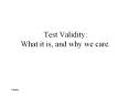Test Validity: What it is, and why we care. PowerPoint PPT Presentation