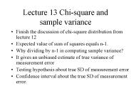 Lecture 13 Chi-square and sample variance