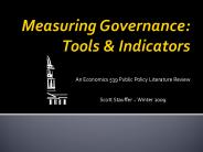 Measuring Governance: Tools
