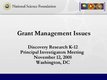 Discovery Research K12 Principal Investigators Meeting