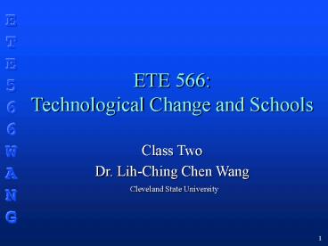 EDB 566: Technological Change and Schools: