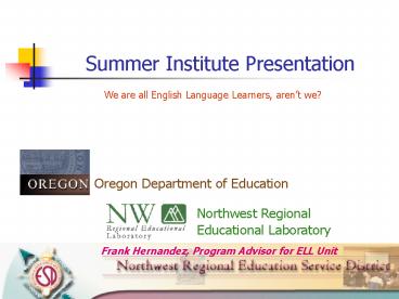 Summer Institute Presentation