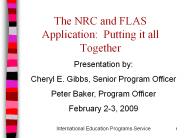 The NRC and FLAS Application: Putting it all Together