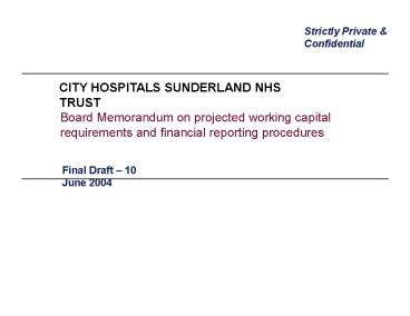 CITY HOSPITALS SUNDERLAND NHS TRUST