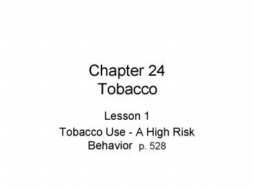 Chapter 24 Tobacco