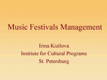 Music Festivals Management