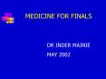 MEDICINE FOR FINALS PowerPoint PPT Presentation
