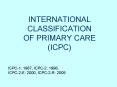 INTERNATIONAL CLASSIFICATION OF PRIMARY CARE (ICPC) PowerPoint PPT Presentation