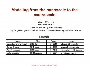 Modeling from the nanoscale to the macroscale