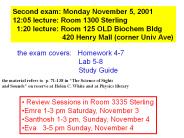 Second exam: Monday November 5, 2001