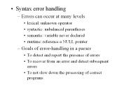 Syntax error handling