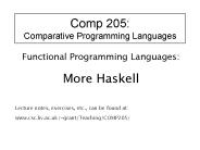 Comp 205: Comparative Programming Languages