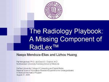 The Radiology Playbook: A Missing Component of RadLex