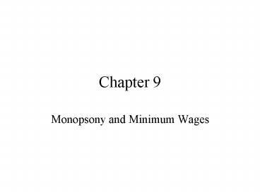 Monopsony and Minimum Wages