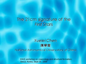 The 21cm signature of the First Stars