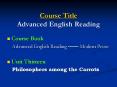 Course Title Advanced English Reading PowerPoint PPT Presentation