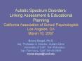 Autistic Spectrum Disorders: Linking Assessment PowerPoint PPT Presentation