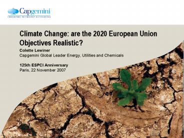 Climate Change: are the 2020 European Union Objectives Realistic