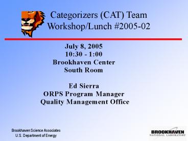 Categorizers CAT Team WorkshopLunch