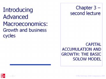 CAPITAL ACCUMULATION AND GROWTH: THE BASIC SOLOW MODEL