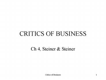 CRITICS OF BUSINESS