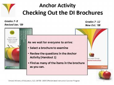 Anchor Activity Checking Out the DI Brochures