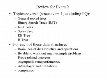 Review for Exam 2