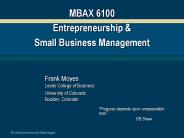 MBAX 6100 Entrepreneurship