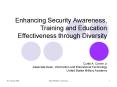 Enhancing Security Awareness, Training and Education Effectiveness through Diversity PowerPoint PPT Presentation