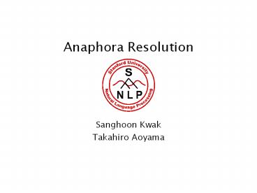 Anaphora Resolution