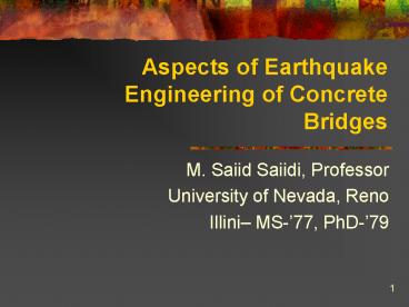 Aspects of Earthquake Engineering of Concrete Bridges