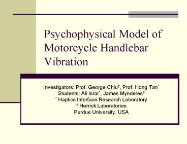 Psychophysical Model of Motorcycle Handlebar Vibration