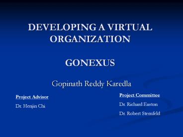 DEVELOPING A VIRTUAL ORGANIZATION  GONEXUS