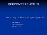 PRECONFERENCE III