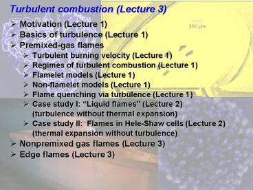 Turbulent combustion Lecture 3