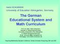 The German      Educational System and Math Curriculum PowerPoint PPT Presentation