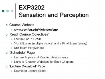 EXP3202  Sensation and Perception