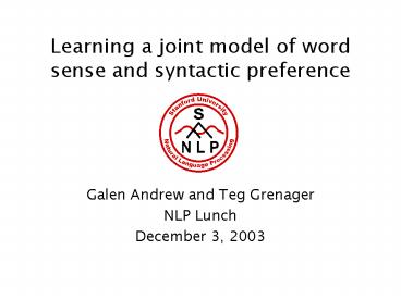 Learning a joint model of word sense and syntactic preference