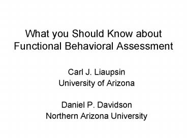 What you Should Know about Functional Behavioral Assessment