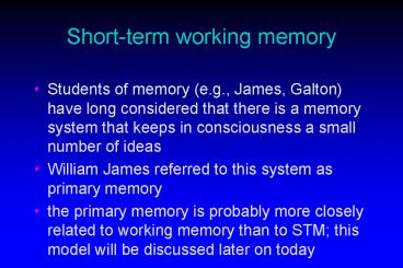 Shortterm working memory