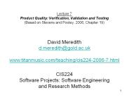 CIS224 Software Projects: Software Engineering and Research Methods