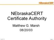 NEbraskaCERT Certificate Authority